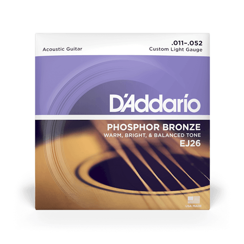 D'Addario EJ26 Phosphor Bronze Acoustic Guitar Strings, Custom Light, 11-52 - Safe Haven Music