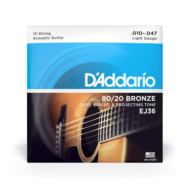 D'Addario EJ36 12-String 80/20 Bronze Acoustic Strings Light 10-47 - Safe Haven Music