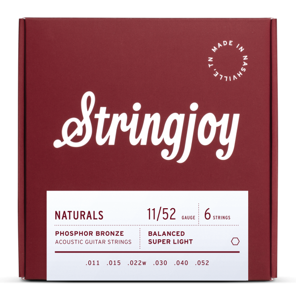 Stringjoy Naturals - Super Light Gauge (11-52) Phosphor Bronze Acoustic Guitar Strings