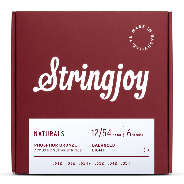 Stringjoy Naturals - Light Gauge (12-54) Phosphor Bronze Acoustic Guitar Strings
