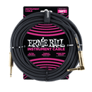 Ernie Ball 18' Braided Straight / Angle Instrument Cable - Black w/Gold Connectors - Safe Haven Music