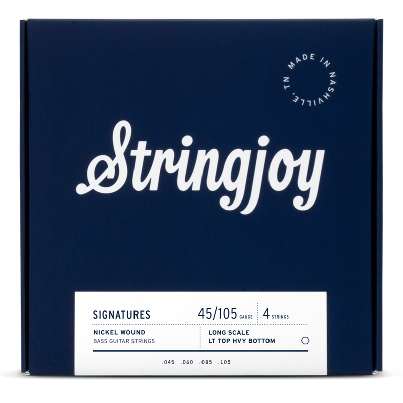 Stringjoy Light Top / Heavy Bottom Gauge (45-105) 4 String Long Scale Nickel Wound Bass Guitar Strings