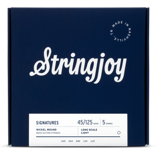 Stringjoy Signatures Light Gauge (45-125) 5 String Long Scale Nickel Wound Bass Guitar Strings