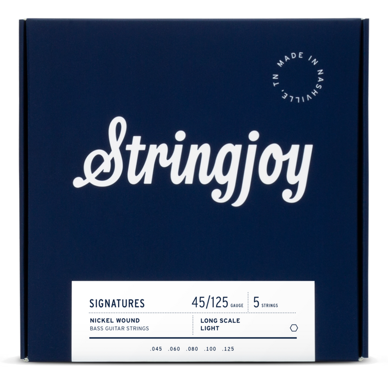 Stringjoy Light Gauge (45-125) 5 String Long Scale Nickel Wound Bass Guitar Strings