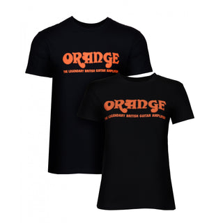 Orange Retro Logo Tee in Black