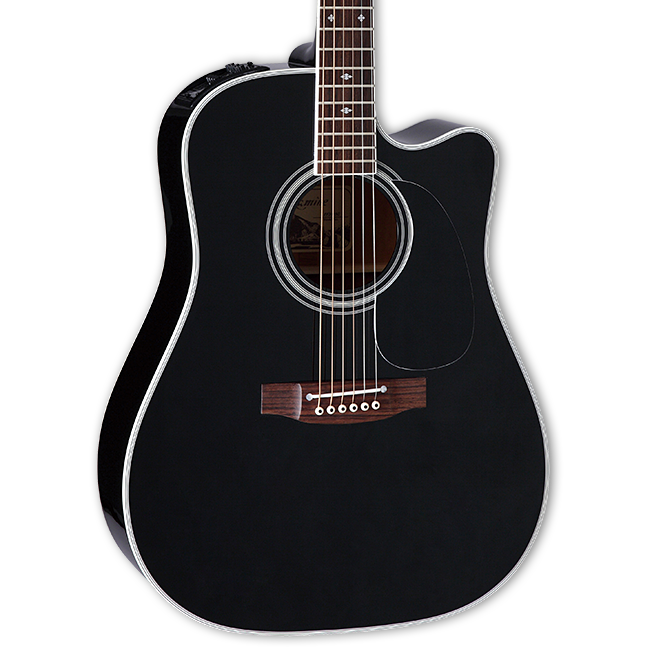 Takamine EF341SC Black Dreadnought Acoustic-Electric Guitar - Gloss Black