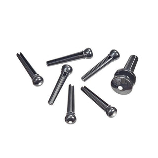 D'Addario Injected Molded Bridge Pins with End Pin Set, Ebony with Ivory Dot - Safe Haven Music