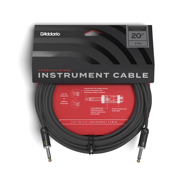 D'Addario American Stage Instrument Cable, 20 feet - Safe Haven Music