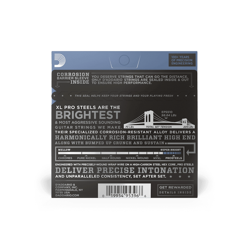 D'Addario EPS510 ProSteels Electric Guitar Strings, Regular Light, 10-46 - Safe Haven Music