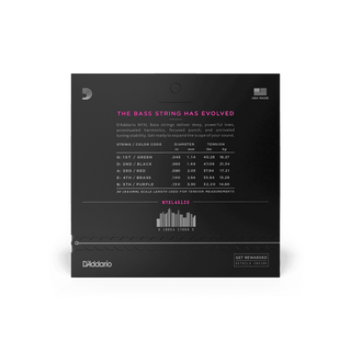 D'Addario NYXL45130 Nickel Wound Bass Guitar Strings, 5-string Regular Light, 45-130, Long Scale - Safe Haven Music