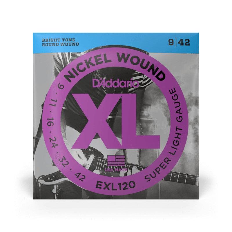 D'Addario EXL120 Nickel Wound Electric Guitar Strings, Super-Light, 09-42 - Safe Haven Music