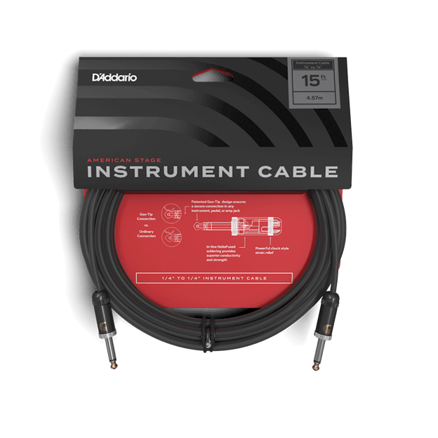 D'Addario American Stage Instrument Cable - 15 feet - Safe Haven Music