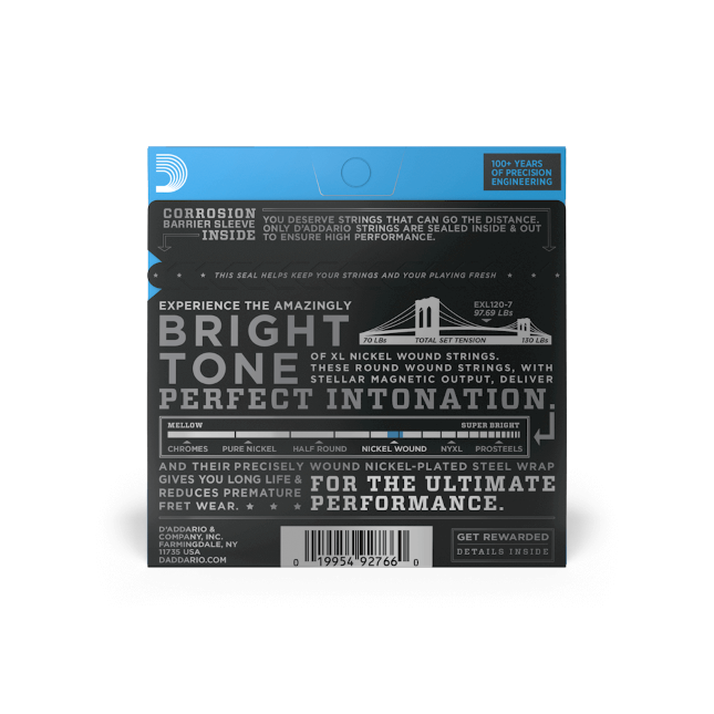 D'Addario EXL120-7 09-54 Super Light 7-String, XL Nickel Electric Guitar Strings