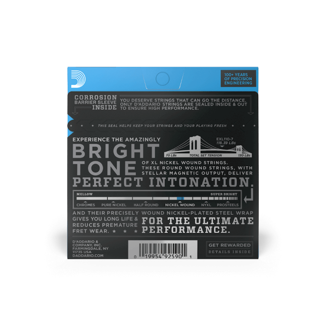 D'Addario EXL110-7 10-59 Regular Light 7-String, XL Nickel Electric Guitar Strings