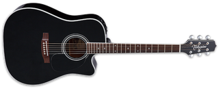Takamine EF341SC Black Dreadnought Acoustic-Electric Guitar - Gloss Black