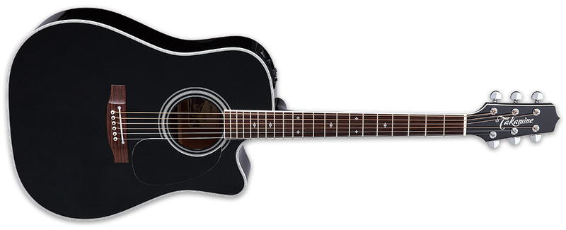 Takamine EF341SC Black Dreadnought Acoustic-Electric Guitar - Gloss Black